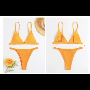 solid tanga bikini swimsuit